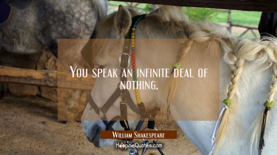You speak an infinite deal of nothing. William Shakespeare Quotes