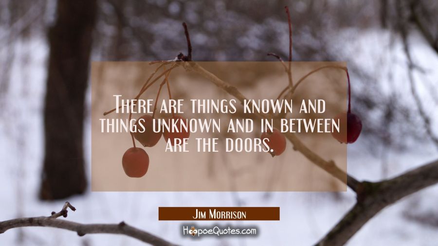 There are things known and things unknown and in between are the doors. Jim Morrison Quotes