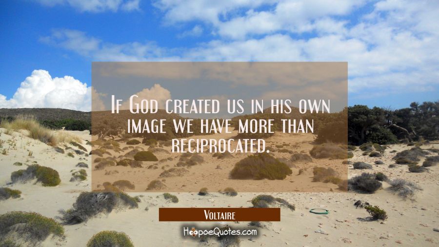If God created us in his own image we have more than reciprocated. Voltaire Quotes