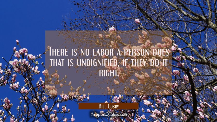 There is no labor a person does that is undignified, if they do it right. Bill Cosby Quotes