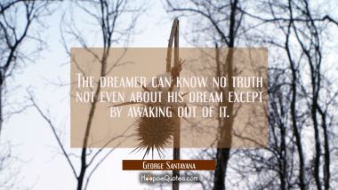 The dreamer can know no truth not even about his dream except by awaking out of it. George Santayana Quotes