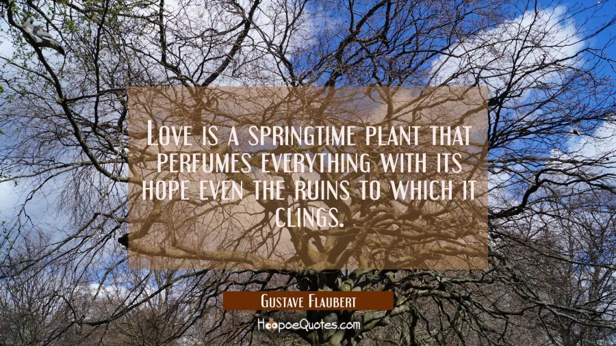 Love is a springtime plant that perfumes everything with its hope even the ruins to which it clings Gustave Flaubert Quotes