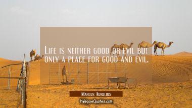 Life is neither good or evil but only a place for good and evil.