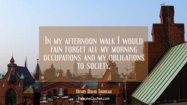 In my afternoon walk I would fain forget all my morning occupations and my obligations to society.