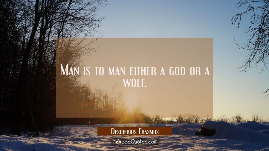 Man is to man either a god or a wolf. Desiderius Erasmus Quotes