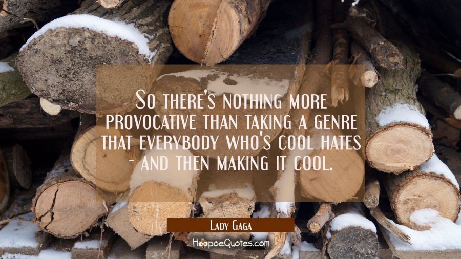 So there's nothing more provocative than taking a genre that everybody who's cool hates - and then Lady Gaga Quotes
