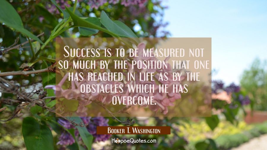 Success is to be measured not so much by the position that one has reached in life as by the obstac Booker T. Washington Quotes