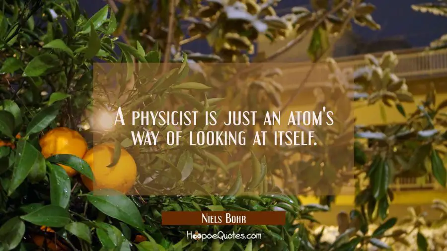 A physicist is just an atom&#039;s way of looking at itself. Niels Bohr Quotes