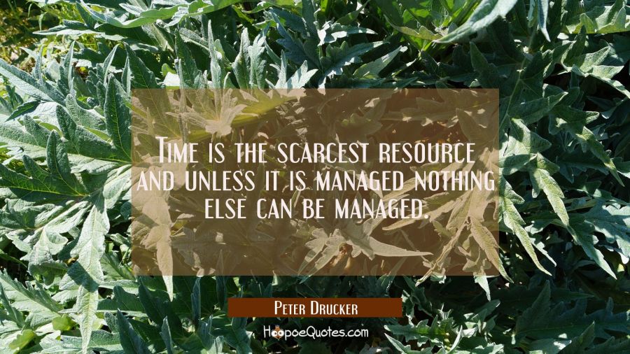 Time is the scarcest resource and unless it is managed nothing else can be managed. Peter Drucker Quotes
