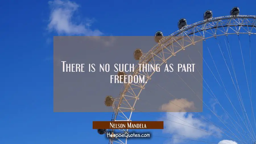 There is no such thing as part freedom.