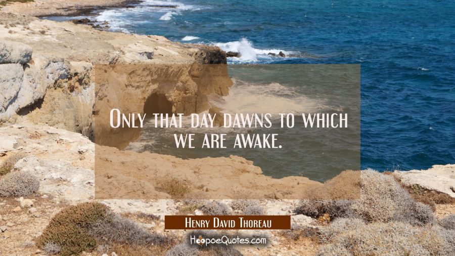 Only that day dawns to which we are awake. Henry David Thoreau Quotes