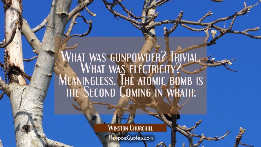 What was gunpowder? Trivial. What was electricity? Meaningless. The atomic bomb is the Second Comin Winston Churchill Quotes