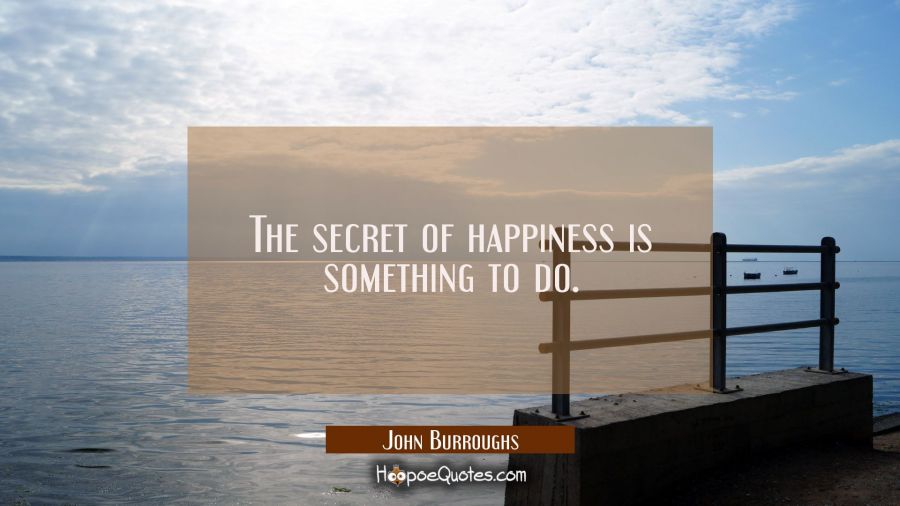 The secret of happiness is something to do. John Burroughs Quotes