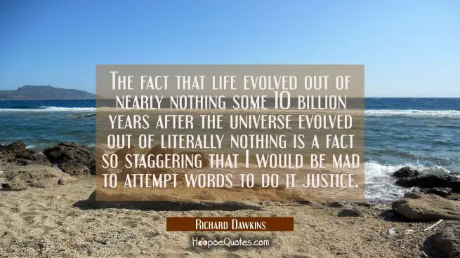 The fact that life evolved out of nearly nothing some 10 billion years after the universe evolved o