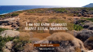 I am you know adamantly against illegal immigration.
