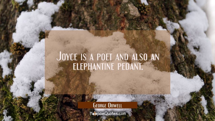 Joyce is a poet and also an elephantine pedant. George Orwell Quotes