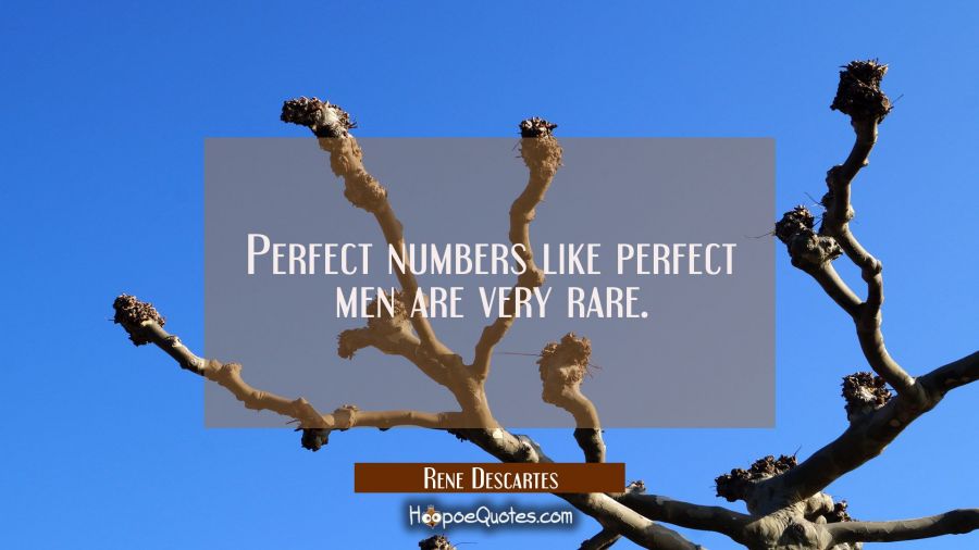 Perfect numbers like perfect men are very rare. Rene Descartes Quotes