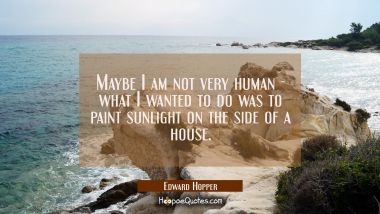 Maybe I am not very human - what I wanted to do was to paint sunlight on the side of a house.