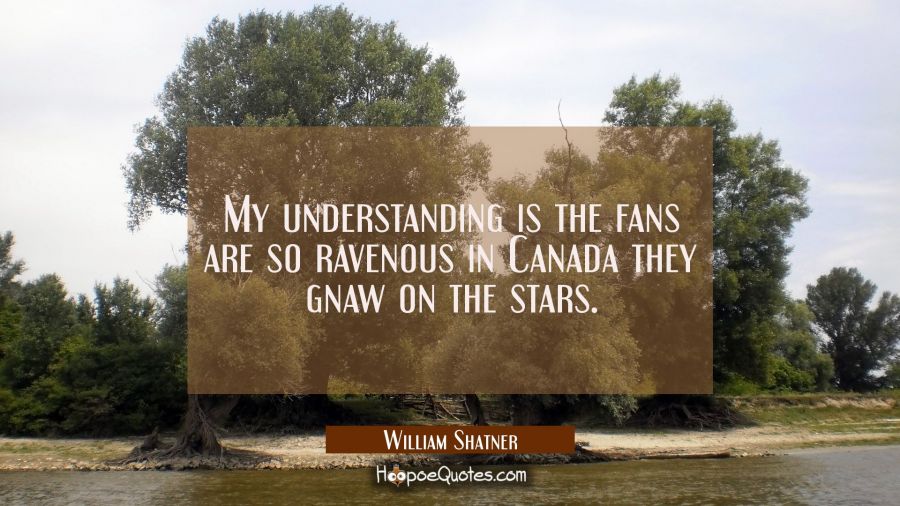 My understanding is the fans are so ravenous in Canada they gnaw on the stars. William Shatner Quotes