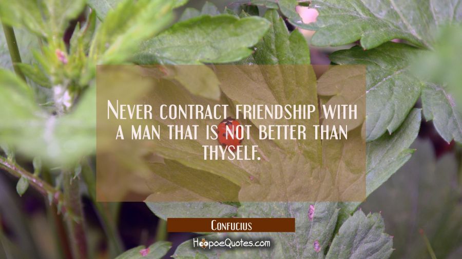 Never contract friendship with a man that is not better than thyself. Confucius Quotes