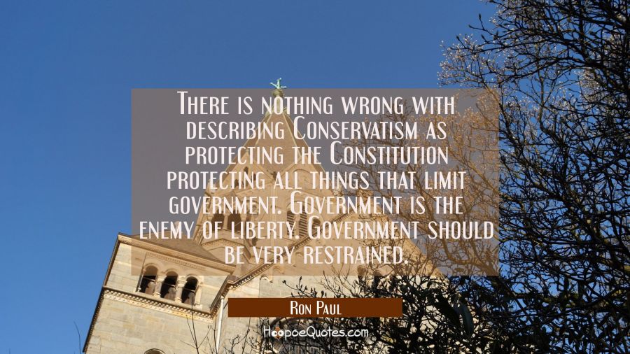 There is nothing wrong with describing Conservatism as protecting the Constitution protecting all t Ron Paul Quotes