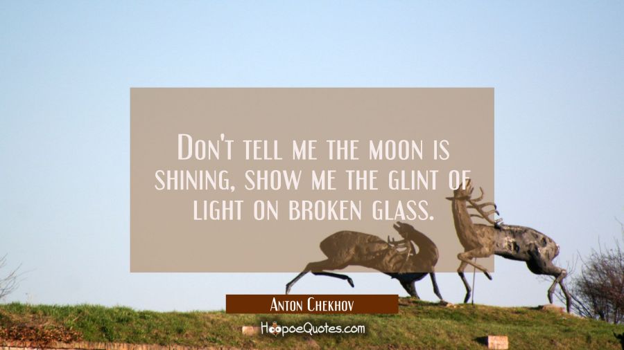 Don't tell me the moon is shining, show me the glint of light on broken glass. Anton Chekhov Quotes