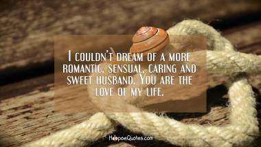 I couldn’t dream of a more romantic, sensual, caring and sweet husband. You are the love of my life. I Love You Quotes