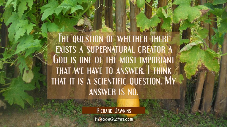 The question of whether there exists a supernatural creator a God is one of the most important that Richard Dawkins Quotes
