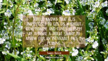 Virtue knows that it is impossible to get on without compromise and tunes herself as it were a trif