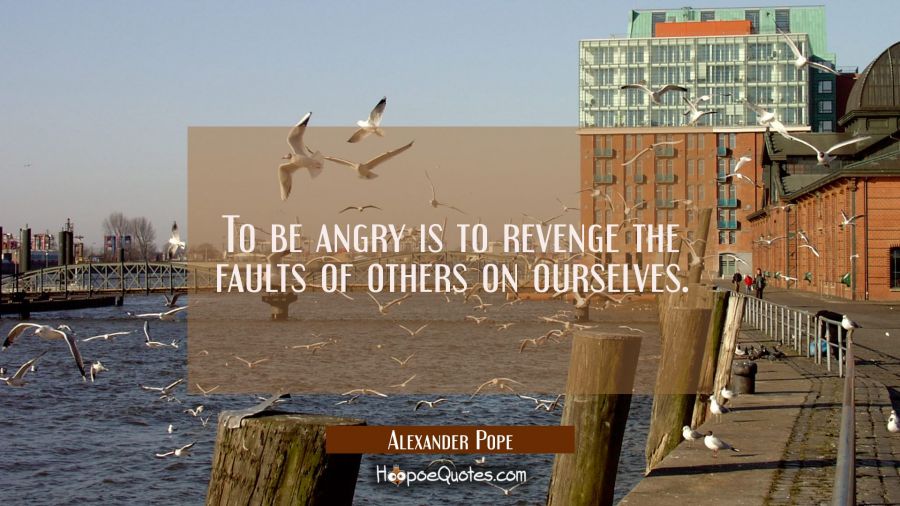 To be angry is to revenge the faults of others on ourselves. Alexander Pope Quotes