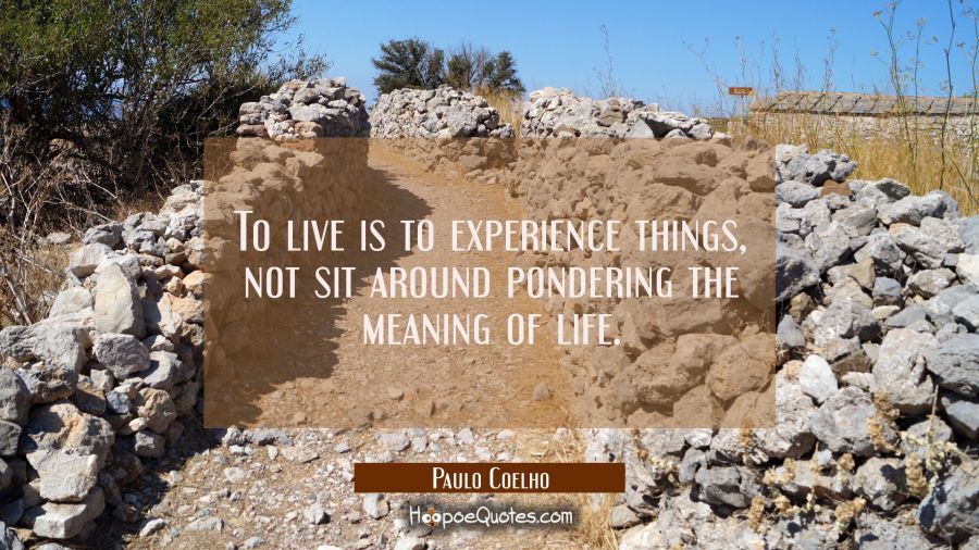 To live is to experience things, not sit around pondering the meaning of life. Paulo Coelho Quotes
