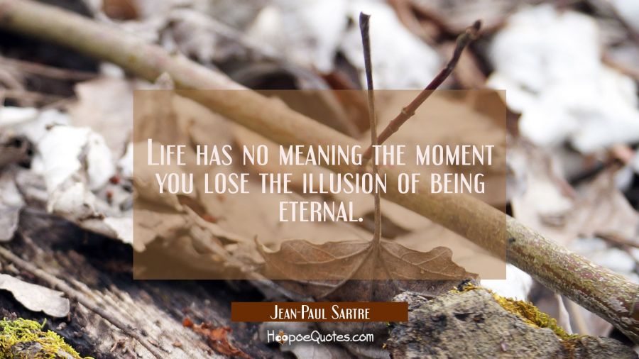 Life has no meaning the moment you lose the illusion of being eternal. Jean-Paul Sartre Quotes