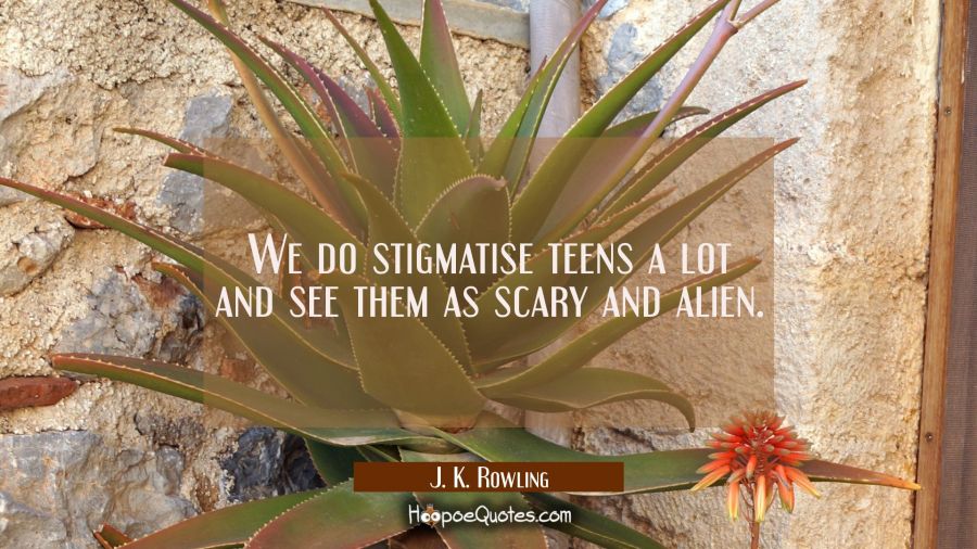 We do stigmatise teens a lot and see them as scary and alien. J. K. Rowling Quotes