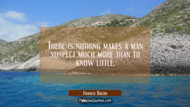 There is nothing makes a man suspect much more than to know little.