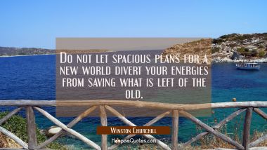 Do not let spacious plans for a new world divert your energies from saving what is left of the old.
