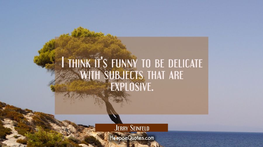 I think it's funny to be delicate with subjects that are explosive. Jerry Seinfeld Quotes