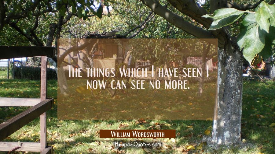 The things which I have seen I now can see no more. William Wordsworth Quotes