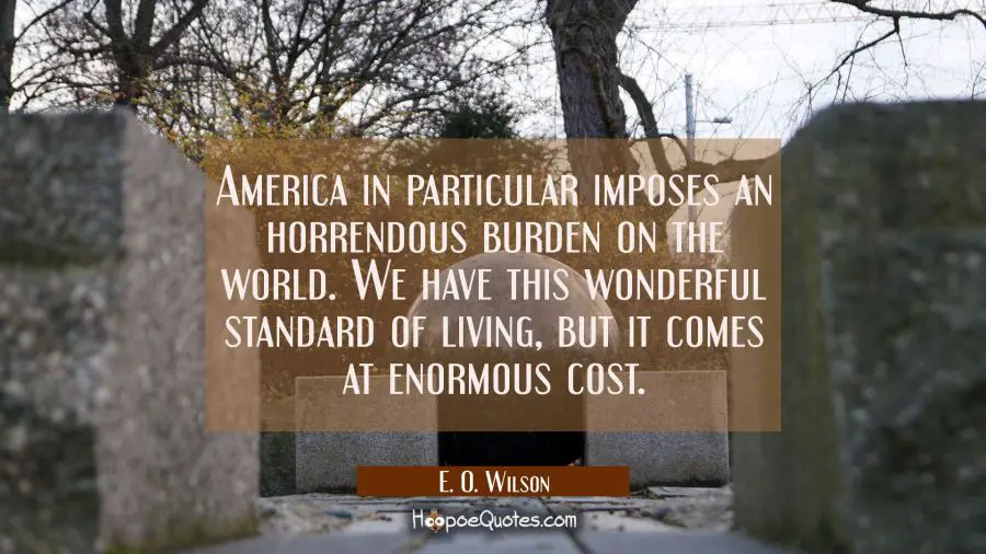 America in particular imposes an horrendous burden on the world. We have this wonderful standard of E. O. Wilson Quotes