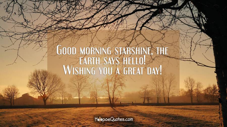 Good morning starshine, the earth says hello! Wishing you a great day! HoopoeQuotes Good morning starshine, the earth says hello! Wishing you a great day! HoopoeQuotes