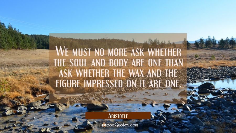 We must no more ask whether the soul and body are one than ask whether the wax and the figure impre Aristotle Quotes