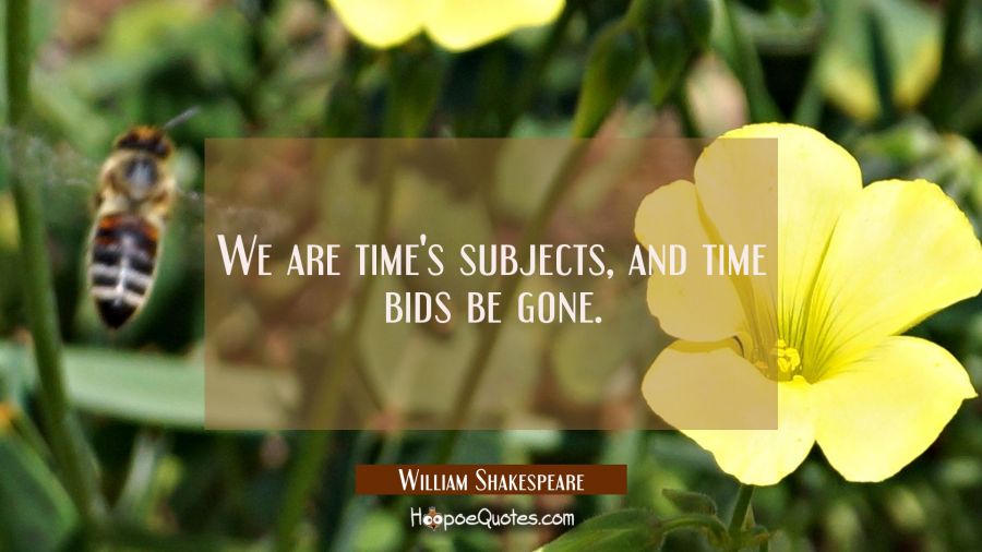 We are time's subjects and time bids be gone. William Shakespeare Quotes