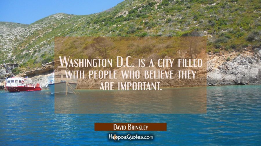 Washington D.C. is a city filled with people who believe they are important. David Brinkley Quotes