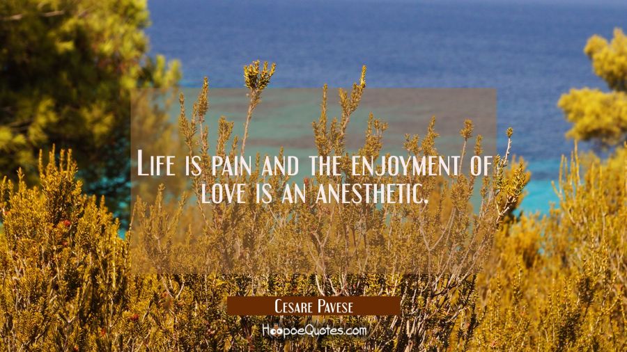 Life is pain and the enjoyment of love is an anesthetic. Cesare Pavese Quotes