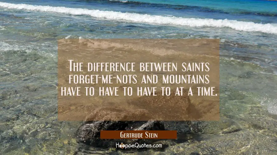 The difference between saints forget-me-nots and mountains have to have to have to at a time. Gertrude Stein Quotes