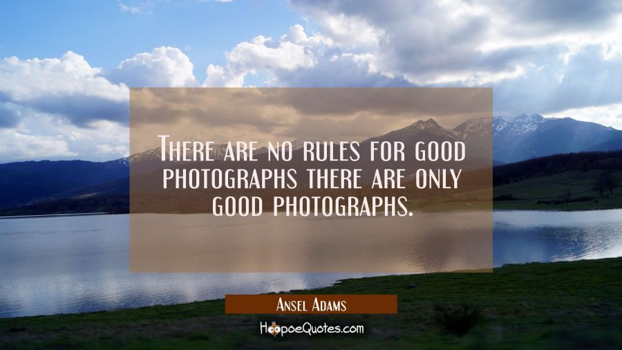 There are no rules for good photographs there are only good photographs. Ansel Adams Quotes