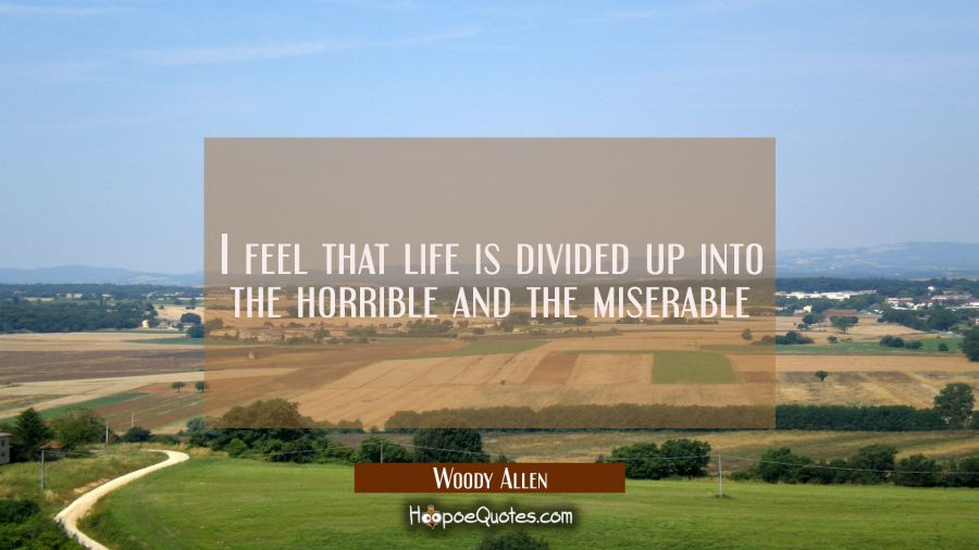 I feel that life is divided up into the horrible and the miserable Woody Allen Quotes