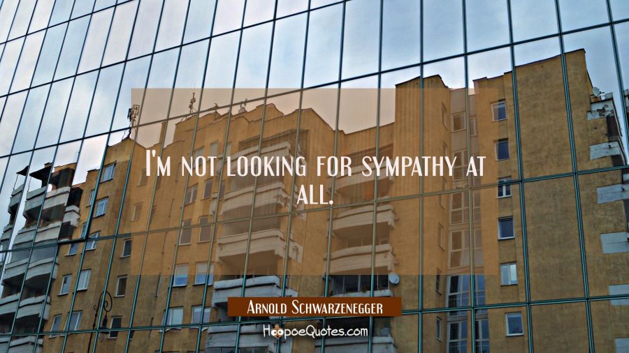 I'm not looking for sympathy at all. Arnold Schwarzenegger Quotes