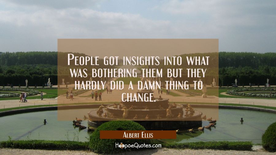 People got insights into what was bothering them but they hardly did a damn thing to change. Albert Ellis Quotes