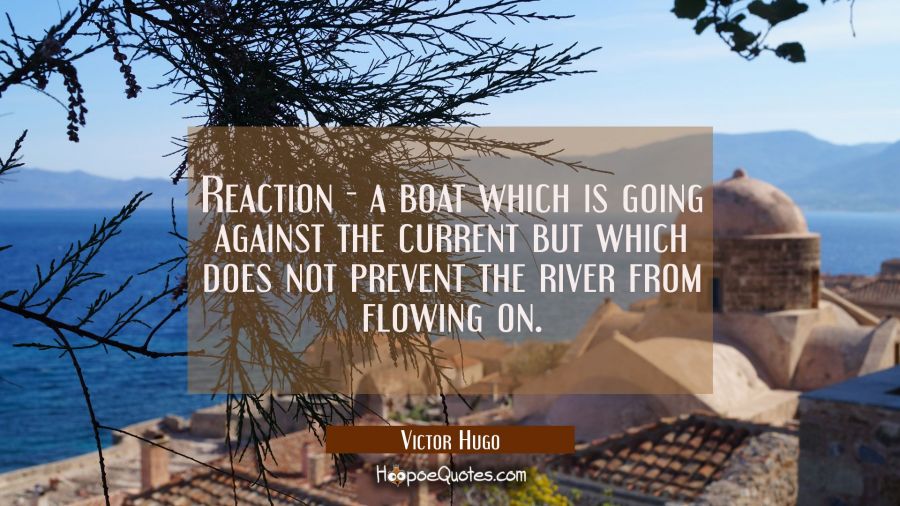Reaction - a boat which is going against the current but which does not prevent the river from flow Victor Hugo Quotes