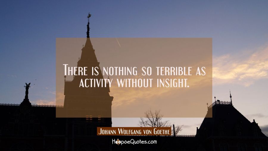 There is nothing so terrible as activity without insight. Johann Wolfgang von Goethe Quotes
